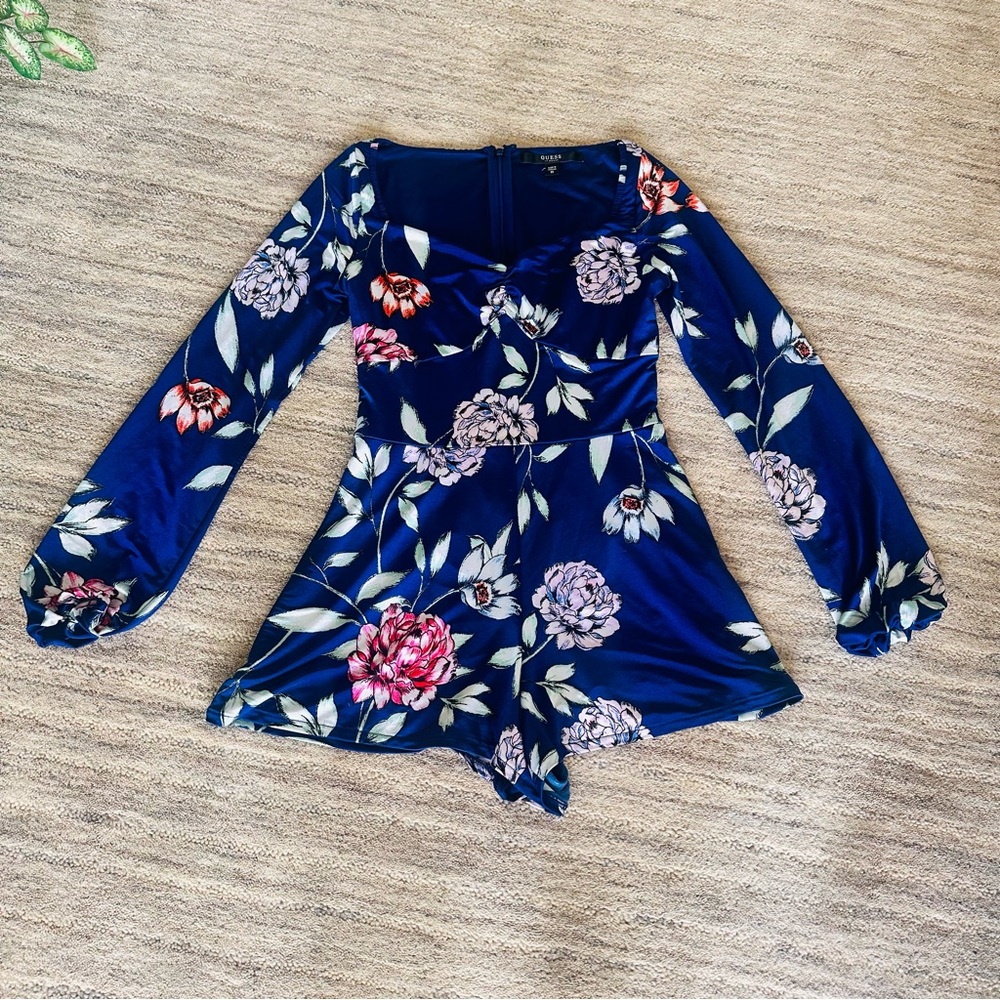 GUESS FLORAL ROMPER COSMIC DEEP INK - Picture 4 of 13